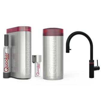 Quooker Flex Round | COMBI | CUBE + Filter | schwarz | sofort-Kochend-Wasserhahn