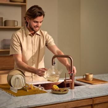 Preview: Quooker Flex Square | Reservoirs PRO3 | CUBE | Kupfer Rosé | sofort-Kochend-Wasserhahn