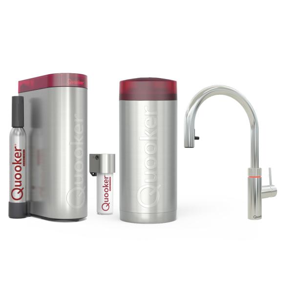 Quooker Flex | Reservoirs COMBI+ | CUBE & Filter | verchromt glänzend | sofort-Kochend-Wasserhahn