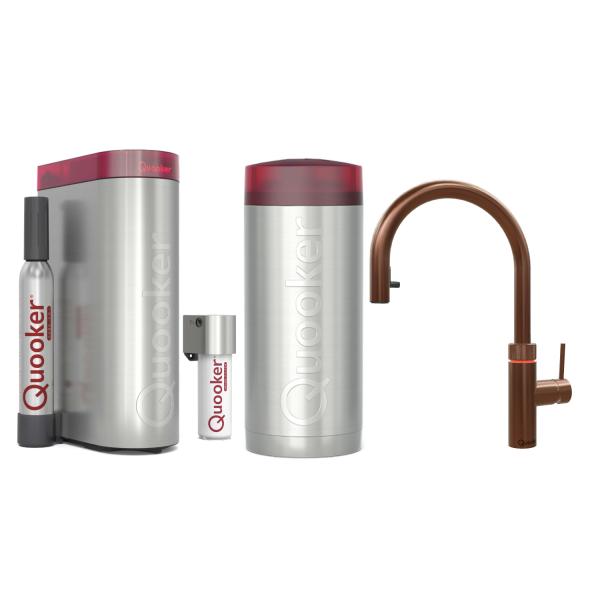 Quooker Flex | Reservoirs COMBI+ | CUBE & Filter | Kupfer Rosé | sofort-Kochend-Wasserhahn