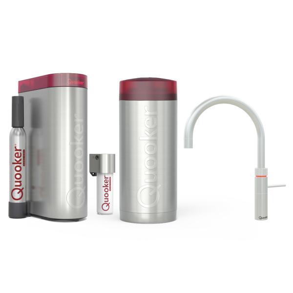 Quooker Fusion Round | Reservoirs COMBI+ | CUBE & Filter | Voll-Edelstahl | sofort-Kochend-Wasserhahn