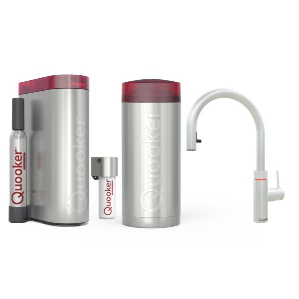Quooker Flex Round | COMBI+ | CUBE + Filter | Voll-Edelstahl | sofort-Kochend-Wasserhahn