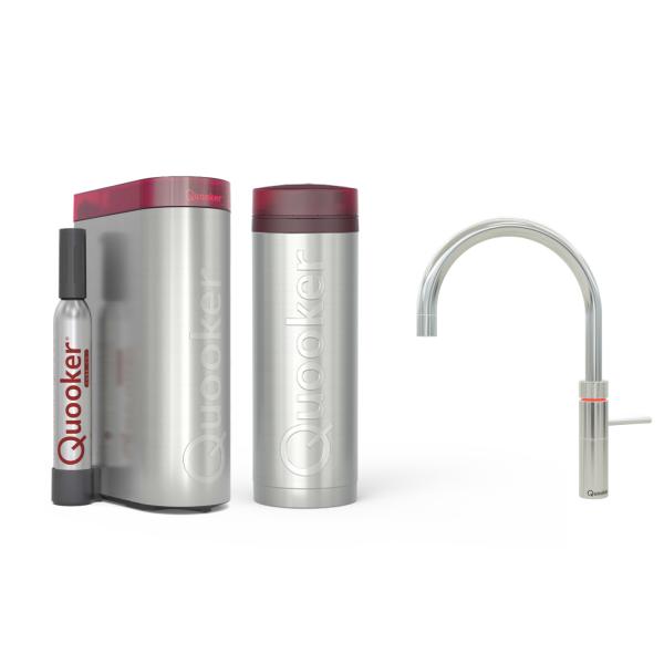 Quooker Fusion Round | Reservoirs PRO3 | CUBE | verchromt glänzend | sofort-Kochend-Wasserhahn