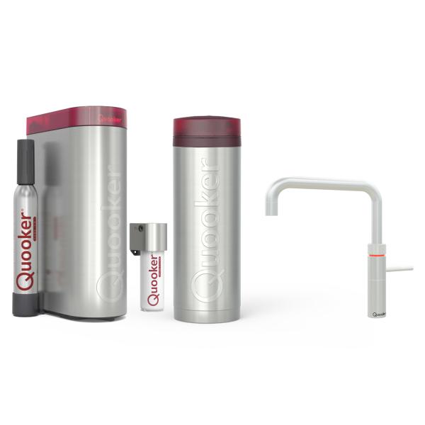 Quooker Fusion Square | PRO3 | CUBE + Filter | Voll-Edelstahl | sofort-Kochend-Wasserhahn