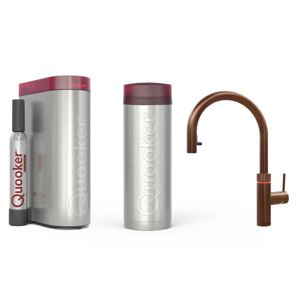 Quooker Flex | Reservoirs PRO3 | CUBE | Kupfer Rosé | sofort-Kochend-Wasserhahn