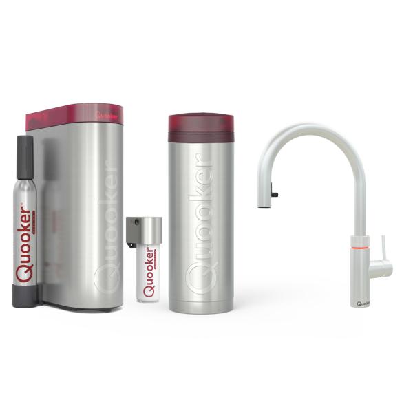 Quooker Flex Round | PRO3 | CUBE + Filter | Voll-Edelstahl | sofort-Kochend-Wasserhahn