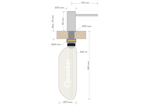 Quooker Nordic Seifenspender | schwarz | Lang (Auslauf 103 mm)